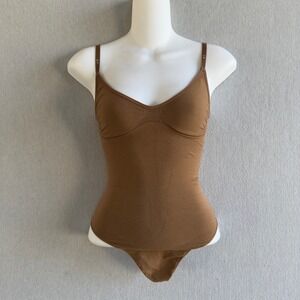 House of CB Sculpting Thong Bodysuit Medium Mocha Adjustable Straps Shapewear